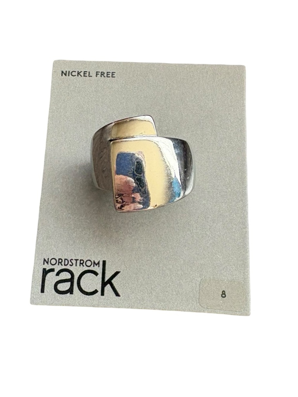 Silver Tone Sculptural Wide Band Ring - Silver